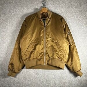 Men's Abercrombie & Fitch gold satin zip up bomber jacket Like new